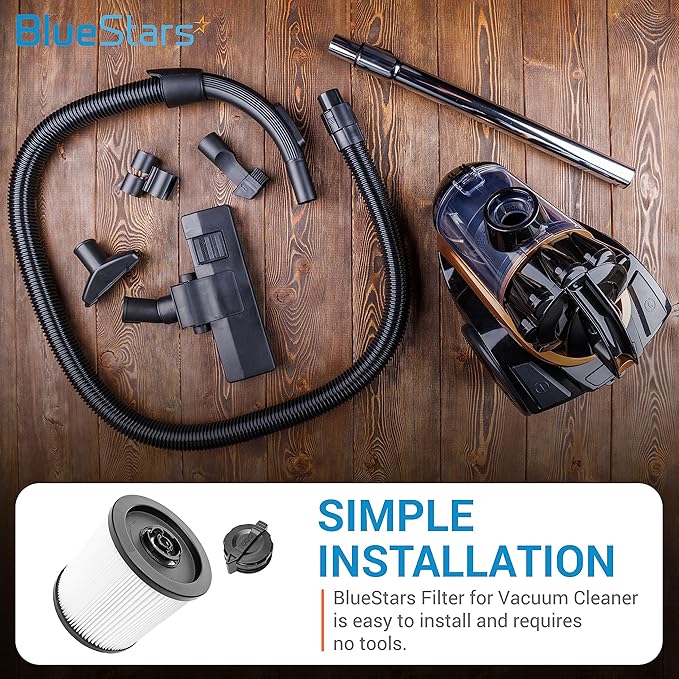 BlueStars Ultra-Durable Replacement DXVC6910 Vacuum Filter for 6 to 16-Gallon DeWalt Wet Dry Vacuum Cleaner DXV06P DXV09P DXV09PA DXV10P DXV10PL DXV10S DXV10SA DXV10SB DXV12P DXV14P - Pack of 2