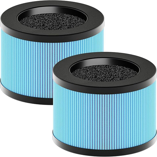 MK01 & MK06 True HEPA Filter Replacement Compatible with Aroeve MK01, MK06, ToLife TZ-K1 and Kloudi DH-JH01 Air Purifier, Standard Version, Blue, 2 Pack