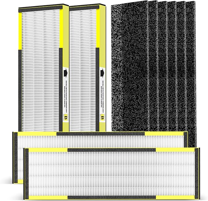 AC4825 HEPA Filter B Replacement Compatible with Germ-Guardian FLT4825 Filter B for Models CDAP4500BCA CDAP4500WCA AC4300BPTCA AC4300WPT AC4900CA AC4825DLX and AP2200CA, 4 HEPA+6Pre-Filter