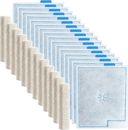 16Pack Large Filter Cartridges Replacement Compatible with Aqueon QuietFlow LED PRO Size 20,30,50,75/Power Filter Size 20,30,50,55/75, E Internal 40 and Canister (Extra 12Pcs Filter Pads)