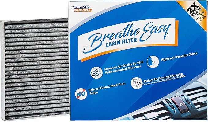 Spearhead Odor Defense Breathe Easy Cabin Filter | Fits 2018-22 Accent, 2017-20 Elantra, 2018-20 Elantra GT, 2019-24 Forte, 2018-23 Rio Like OEM | Up to 25% Longer Lasting w/Activated Carbon (BE-058)