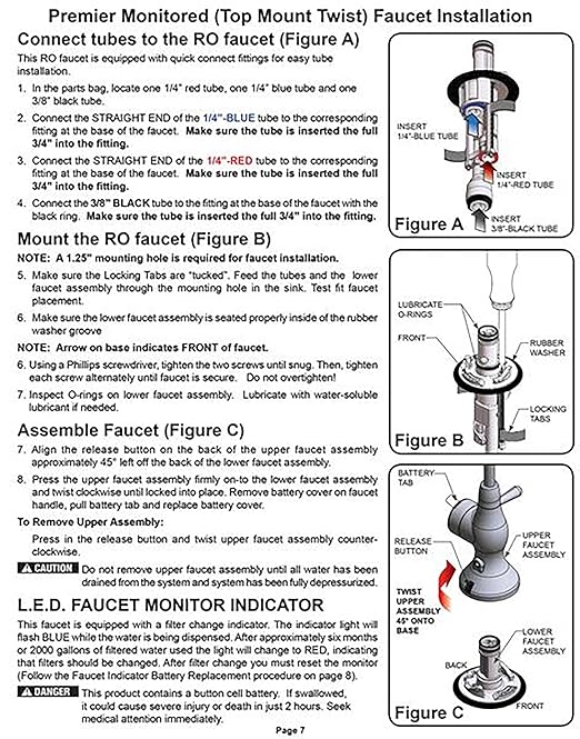 Watts Premier RO Zero Pure Plus VOC 4 Stage Reverse Osmosis System, Brushed Nickel Top Mount Twist Faucet, ZeroWaste Pump, Push Button Water Filters: Sediment Filter, Carbon Pre-Filter, VOC, Membrane