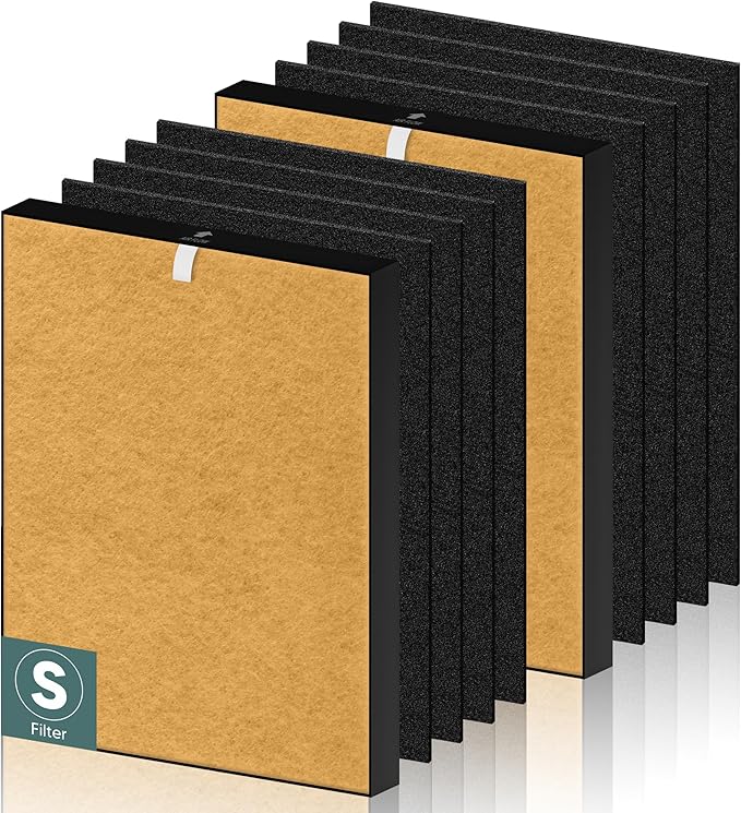 C545 True HEPA Replacement Filter S Compatible with Winix C545 Air Purifier 1712-0096-00 and 2522-0058-00, 2 x Yellow H13 True HEPA Filter + 8 x Black Activated Carbon Filters