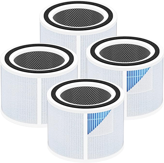 Core 300 Smoke Remover Replacement Filter for LEVOIT Core 300, Core 300S and Core 300-P Air Purifier, 4-in-1 H13 True HEPA Filter Replacement, Compared to Part # Core 300-RF-SR, 4 Pack, Blue
