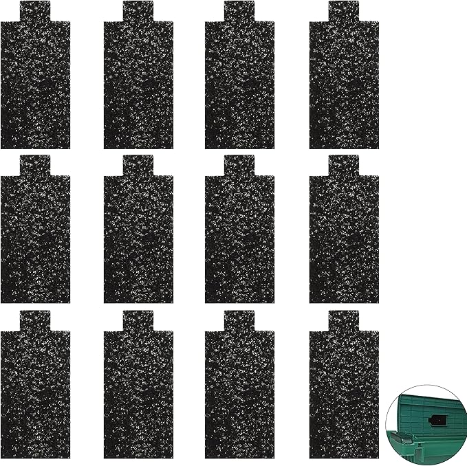 (12-Pack, Black) Cat Litter Box Replacement Filters Compatible with Pet Zone Semi, Carbon Cotton Filters for Automatic Cat Litter Box Absorbing Odors Control Damp from Pets