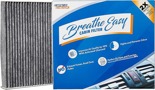 Spearhead Odor Defense Breathe Easy AC & Heater Cabin Filter, Fits Like OEM, Up to 25% Longer Lasting w/Activated Carbon (BE-643)