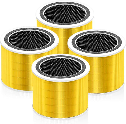 Core 200S Pet Care Replacement Filter Compatible with LEVOIT Core 200S and LEVOIT Core 200S Smart WiFi Air Purifier, 3-in-1 H13 True HEPA Activated Carbon Filter, Core 200S-RF, Yellow, 4 Pack