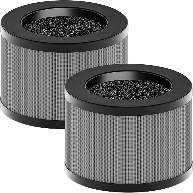 MK01 & MK06 True HEPA Filter Replacement Compatible with Aroeve MK01, MK06, ToLife TZ-K1 and Kloudi DH-JH01 Air Purifier, Smoke Remover Version, Grey, 2 Pack