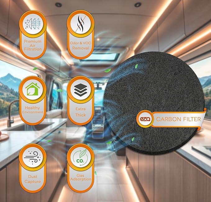 RV Premium Charcoal Activated Carbon Fiber Air Conditioner Filter - Air Duct AC Carbon Filter Replacement for RV AC Vent (10 Pack, 5.25" Round)