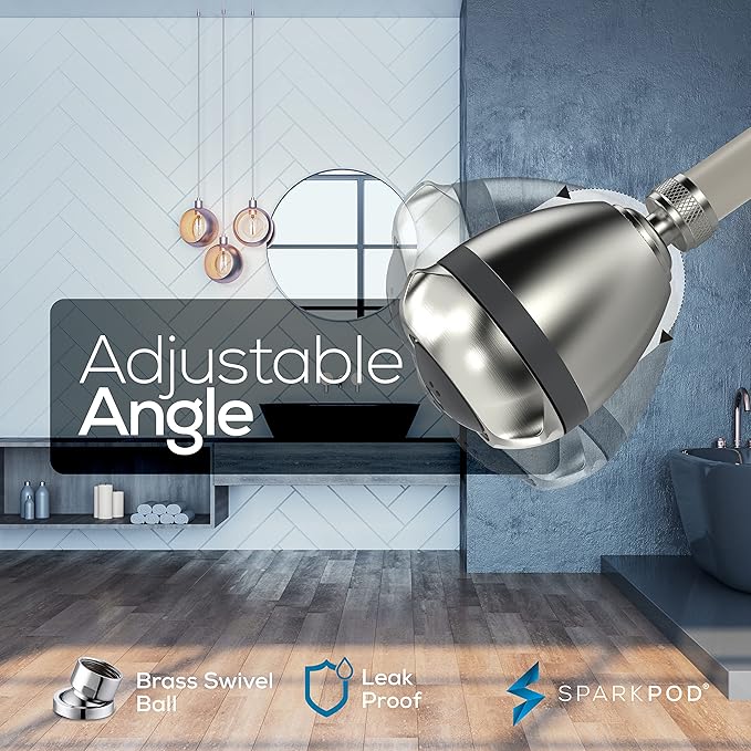 SparkPod 3-Inch Extreme High Pressure Shower Heads - Pressure Boosting with Rain, Massage & Pulsating Mode, Powerful Water-Saving Showerhead - 2.5 GPM Fixed Shower Head (Elegant Brushed Nickel)