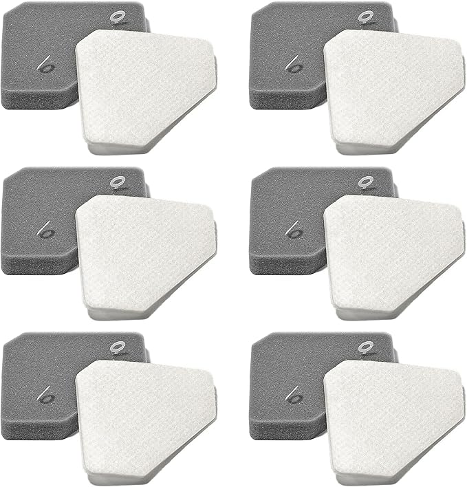 6 Pack BU3523 BU3120 Pre-Motor Foam Felt Filter Kits compatible with Shark BU3120 Clean Lightweight Cordless Cleaner, Shark BU3523 Clean Empty Cordless Stick Vacuum, Auto Empty System, XFBU3000