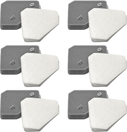 6 Pack BU3523 BU3120 Pre-Motor Foam Felt Filter Kits compatible with Shark BU3120 Clean Lightweight Cordless Cleaner, Shark BU3523 Clean Empty Cordless Stick Vacuum, Auto Empty System, XFBU3000
