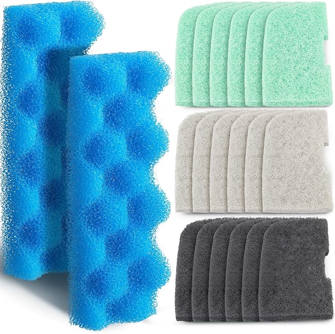 20 Pcs Aquarium Filters Replacement Filter Media Kits Compatible with Fluval 306/307, Including 2 Biological Foams, 6 Ammonia / 6 Phosphate / 6 Nitrite Remover