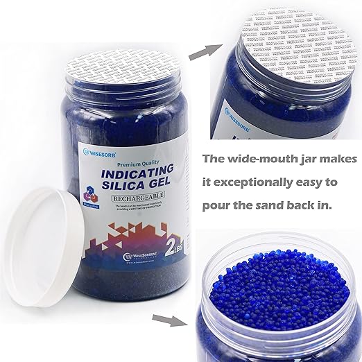 2 LBS Blue to Pink Indicating Silica Gel Beads, Reusable Silica Gel Desiccant Dehumidifier