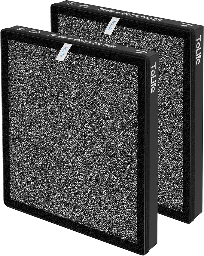 ToLife TZ-K2 Air Purifier Replacement Filter, 3-in-1 HEPA High-Efficiency Activated Carbon Filter, TZ-K2-A, 2 Pack