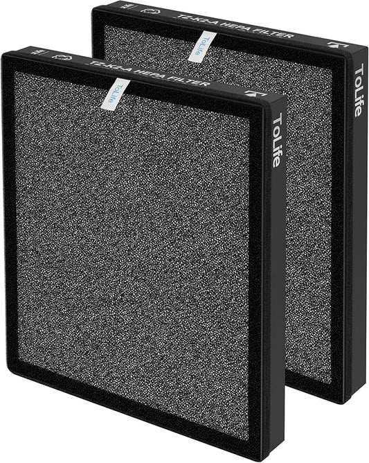 ToLife TZ-K2 Air Purifier Replacement Filter, 3-in-1 HEPA High-Efficiency Activated Carbon Filter, TZ-K2-A, 2 Pack