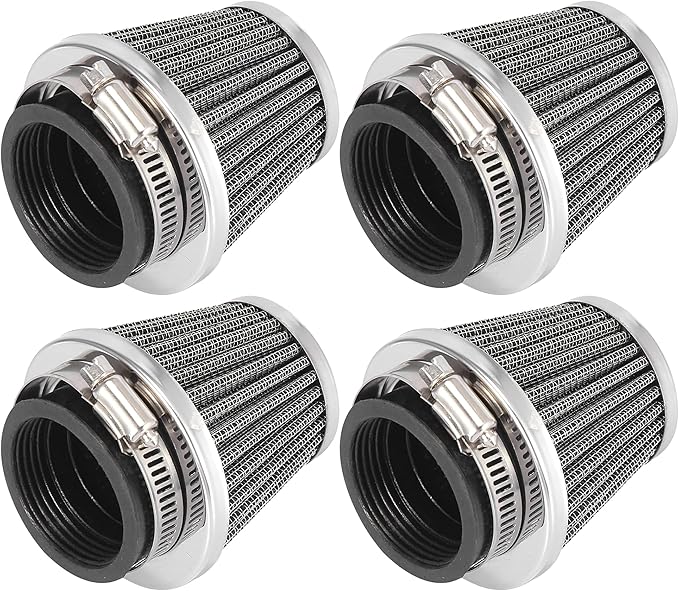Motoforti 4pcs Universal 44mm Air Filter Cleaner Round Tapered Replacement for Motorcycle Black