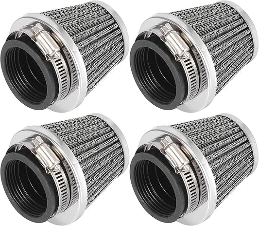 Motoforti 4pcs Universal 44mm Air Filter Cleaner Round Tapered Replacement for Motorcycle Black
