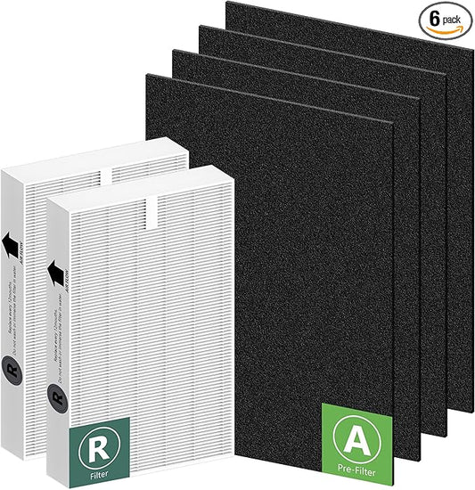 HPA200 Replacement Filters for Honeywell HRF-ARVP200, HPA200, HPA201, HA202, HPA204, HPA250 Series Air Purifiers, 2 HEPA R Filter and 4 Activated Carbon Pre-Filters A by Funmit