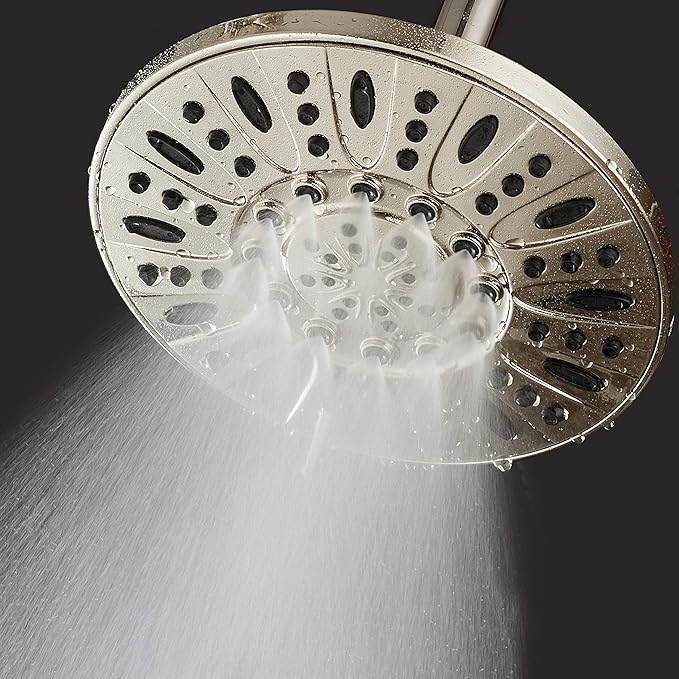 AquaDance Brushed Nickel High Pressure 6-Setting 7" Rain Shower Head – Angle Adjustable, Anti-Clog Showerhead Jets, Tool-Free Installation-USA Standard Certified-Top U.S. Brand – 1.8 GPM