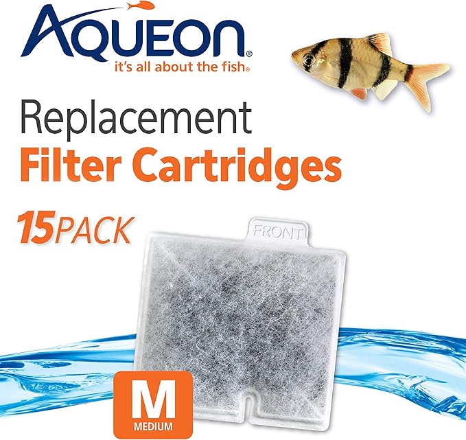 Aqueon Aquarium Fish Tank Replacement Filter Cartridges Medium - 15 pack