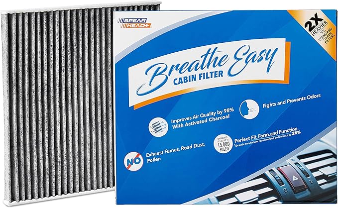 Spearhead Odor Defense Breathe Easy AC & Heater Cabin Filter | Fits 2015-17 Chrysler 200, 2014-18 Cherokee Like OEM | Up to 25% Longer Lasting w/Activated Carbon (BE-000)