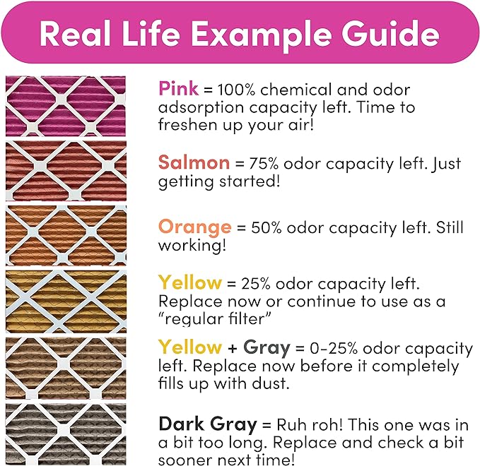 16x30x1 Air Filter by Colorfil | Color Changing Filters for Cat and Dog Odor | MERV 8 Furnace AC Filter for Pet Hair and Dust | 15.75"x29.75"x0.75" Exact Size | Pack of 2