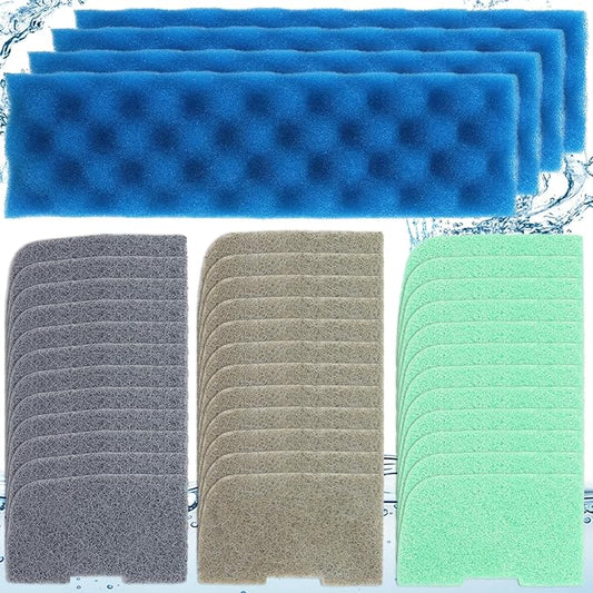 40 Pcs Aquarium Filter Replacement Media for Fluval 406/407 Canister Filter, Fish Tank Filter Pads with Biological Sponge Foam, Ammonia Nitrite Phosphate Remover, Quick-Clear Polishing Pads