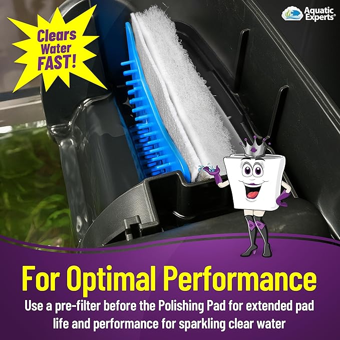 Aquatic Experts Aquarium Polishing Filter Pad, Water Polishing Pad for Aquarium Filters, Filter Floss for Fish Tank Filters, (50 Micron, 24" x 36" - 2 Pack)