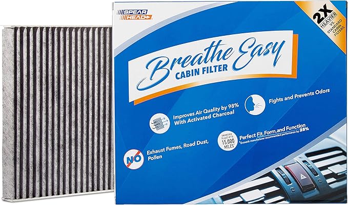 Spearhead Odor Defense Breathe Easy AC & Heater Cabin Filter | Fits 2010 Santa Fe, 2011-15 Sorento Like OEM | Up to 25% Longer Lasting w/Activated Carbon (BE-664)
