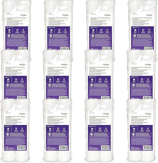Whirlpool 10" x 2.5" String Wound Whole House Water Filters, NSF Certified 5-Micron Filtration Reduces Sediment for Well Water, WHKF-WHSW, 24-Pack