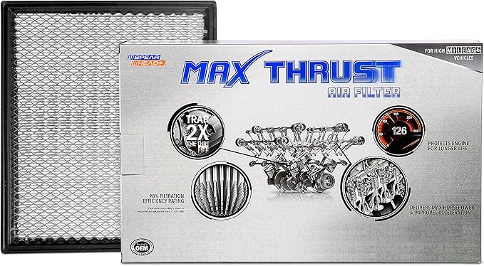 Spearhead MPG Defense Max Thrust Engine Air Filter For All Mileage Vehicles, Fits Like OEM, Restores MPG & Acceleration (MT-755)