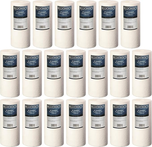BLUONICS Sediment Water Filters 20-pack (5 Micron) 4.5" x 10" Whole House Cartridges