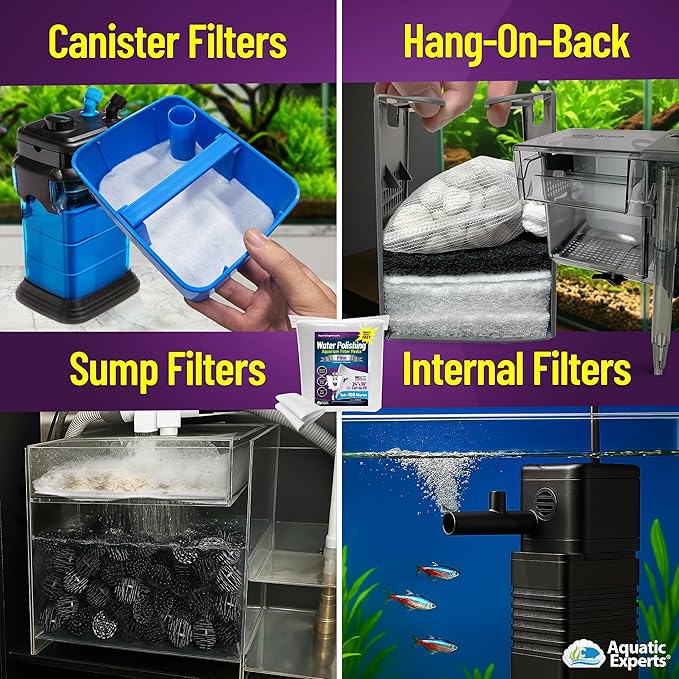 Aquatic Experts Aquarium Polishing Filter Pad, Water Polishing Pad for Aquarium Filters, Filter Floss for Fish Tank Filters, (100 Micron, 24" x 36" - 2 Pack)