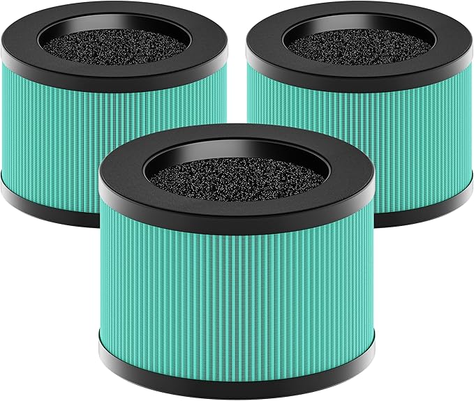 MK01 & MK06 True HEPA Filter Replacement Compatible with Aroeve MK01, MK06, ToLife TZ-K1 and Kloudi DH-JH01 Air Purifier, Pet Dander Version, Green, 3 Pack