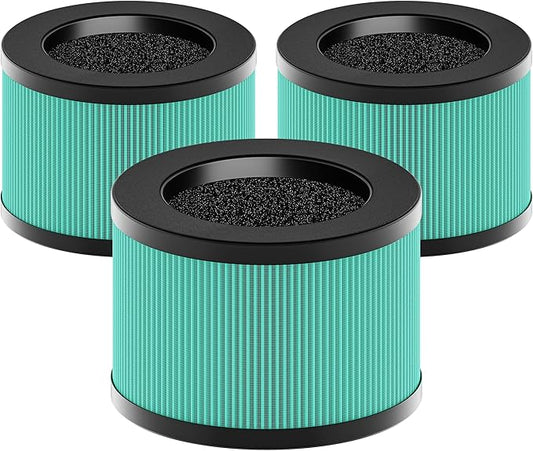MK01 & MK06 True HEPA Filter Replacement Compatible with Aroeve MK01, MK06, ToLife TZ-K1 and Kloudi DH-JH01 Air Purifier, Pet Dander Version, Green, 3 Pack