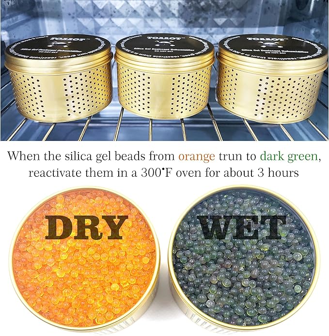 Gun Safe Dehumidifier, Moisture Absorbers, TOAAOT 200g Silica Gel Canister for Gun Case, Tool Box (3 Units)