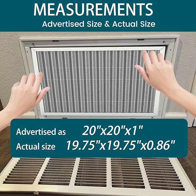 20x20x1 Air Filter-MERV 8, Washable & Reusable Electrostatic Air Filter, AC/HVAC Furnace Filter, Lasts a Lifetime, Permanent Filter, Breathe Fresher,Home And Office Actual Size:19.75x19.75x0.86Inch