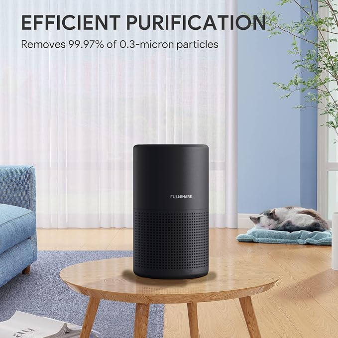 Air Purifiers for Bedroom, FULMINARE H13 True HEPA Air Filter, Quiet Air Cleaner With Night Light,Portable Small Air Purifier for Home, Office, Living Room Black
