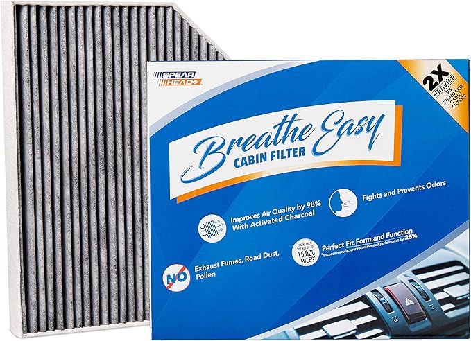 Spearhead Odor Defense Breathe Easy AC & Heater Cabin Filter | Fits Various 2008-17 Audi, 2015-24 Macan Like OEM | Up to 25% Longer Lasting w/Activated Carbon (BE-179)