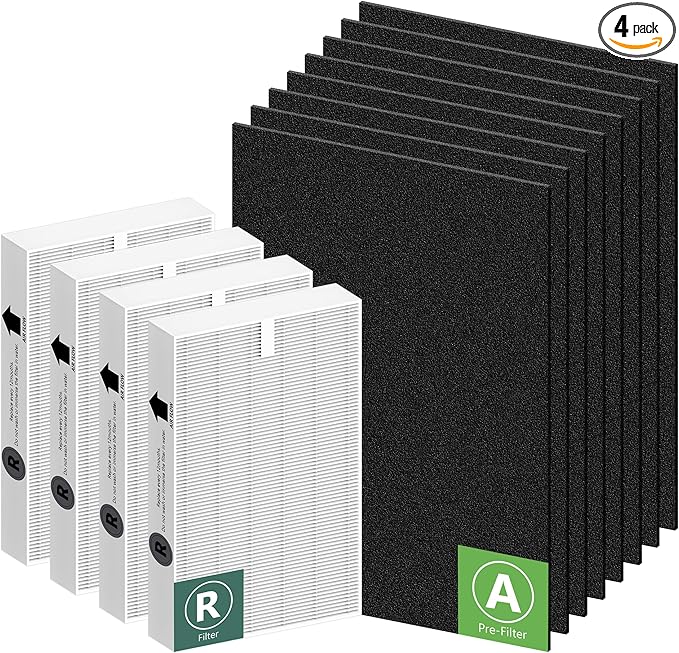 HPA200 Replacement Filters for Honeywell HRF-ARVP200, HPA200, HPA201, HA202, HPA204, HPA250 Series Air Purifiers, 4 HEPA R Filter and 8 Activated Carbon Pre-Filters A by Funmit