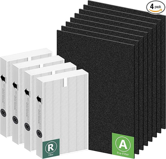 HPA200 Replacement Filters for Honeywell HRF-ARVP200, HPA200, HPA201, HA202, HPA204, HPA250 Series Air Purifiers, 4 HEPA R Filter and 8 Activated Carbon Pre-Filters A by Funmit