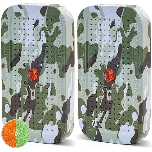 40 Gram Gun Safe Dehumidifier Camouflage, Rechargeable Desiccant Canister Dehumidifier Bags, Reusable Silica Gel Packets Moisture Absorbers for Car, Bathroom, Basement [2 Pack]