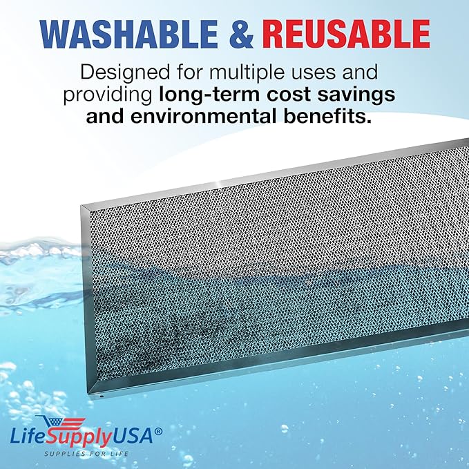 14x25x1 Electrostatic Air Filter, MERV 8, Washable, Reusable Furnace AC/HVAC Filter, Energy Saving, Easy to Clean, Long-Lasting by LifeSupplyUSA