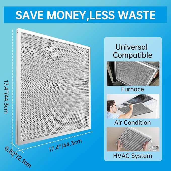 UBeesize 18x18x1 Reusable Electrostatic Air Filter HVAC AC Furnace Filter,MERV 8, Washable, Lasts a Lifetime,Permanent Air Filter,Breathe Fresher,Home And Office(Actual Size:17.44x17.44x0.82 Inch)