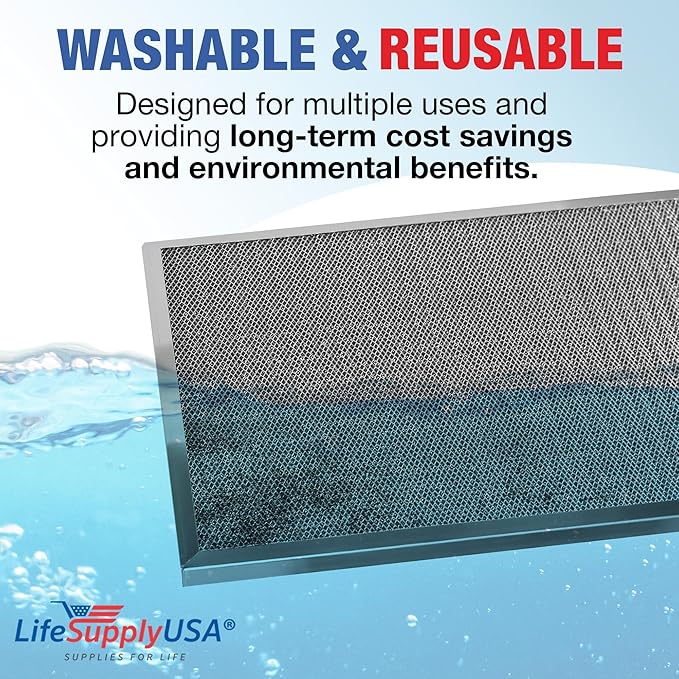 18x24x1 Electrostatic Air Filter, MERV 8, Washable, Reusable Furnace AC/HVAC Filter, Energy Saving, Easy to Clean, Long-Lasting by LifeSupplyUSA