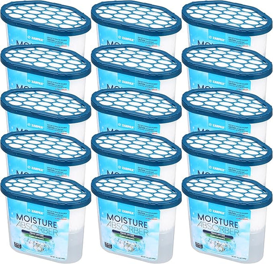 Moisture Absorber Fresh Cotton 10.5 oz/300g | Removes Moisture, Damp & Humidity | Odor Absorber With Fresh Cotton Fragrance | Moisture Trap for Bathroom, Closet, Kitchen | Set of 15