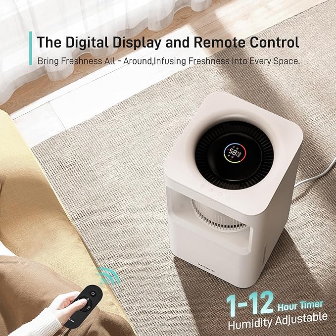 Evaporative Humidifier for Bedroom, 2.11Gal/8L Quiet Humidifiers Large Room with SleepyTime, Aroma Diffuser, 6 Speeds, Top Fill, No White Dust, Auto Off Humidifier for Baby Nursery Home Office