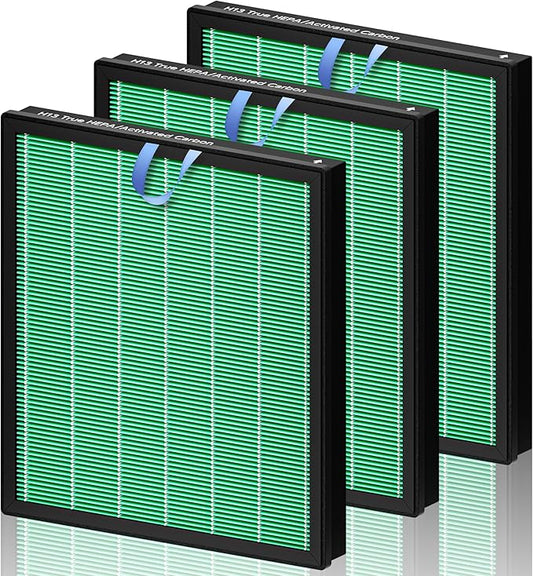 Improvedhand Vital 100S HEPA Replacement Filter Toxin Absorber Compatible With LEVOIT Vital 100S/100S-P Air Purifier, High-Efficiency 3-IN-1 True HEPA and Activated Carbon Filters, Pack of 3, Green