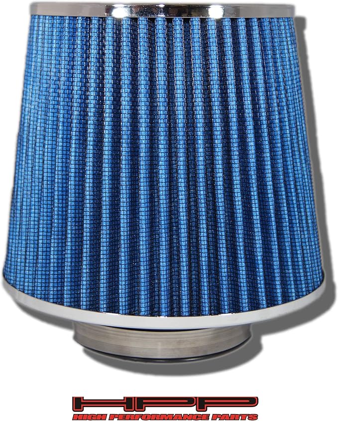 Cold Air Intake Blue 3.5" / 89 mm Inlet Reusable Quality Universal Clamp On Cone Replacement Dry Air Filter
